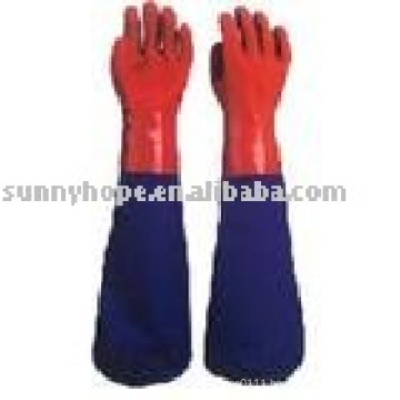 PVC double dipped glove for pond cleaning